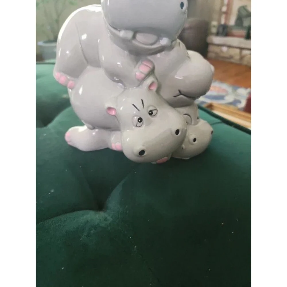 Vintage Pile of Hippos Bank Vintage Ceramic 4 Hippos, Pristine & Beyond Cute!
